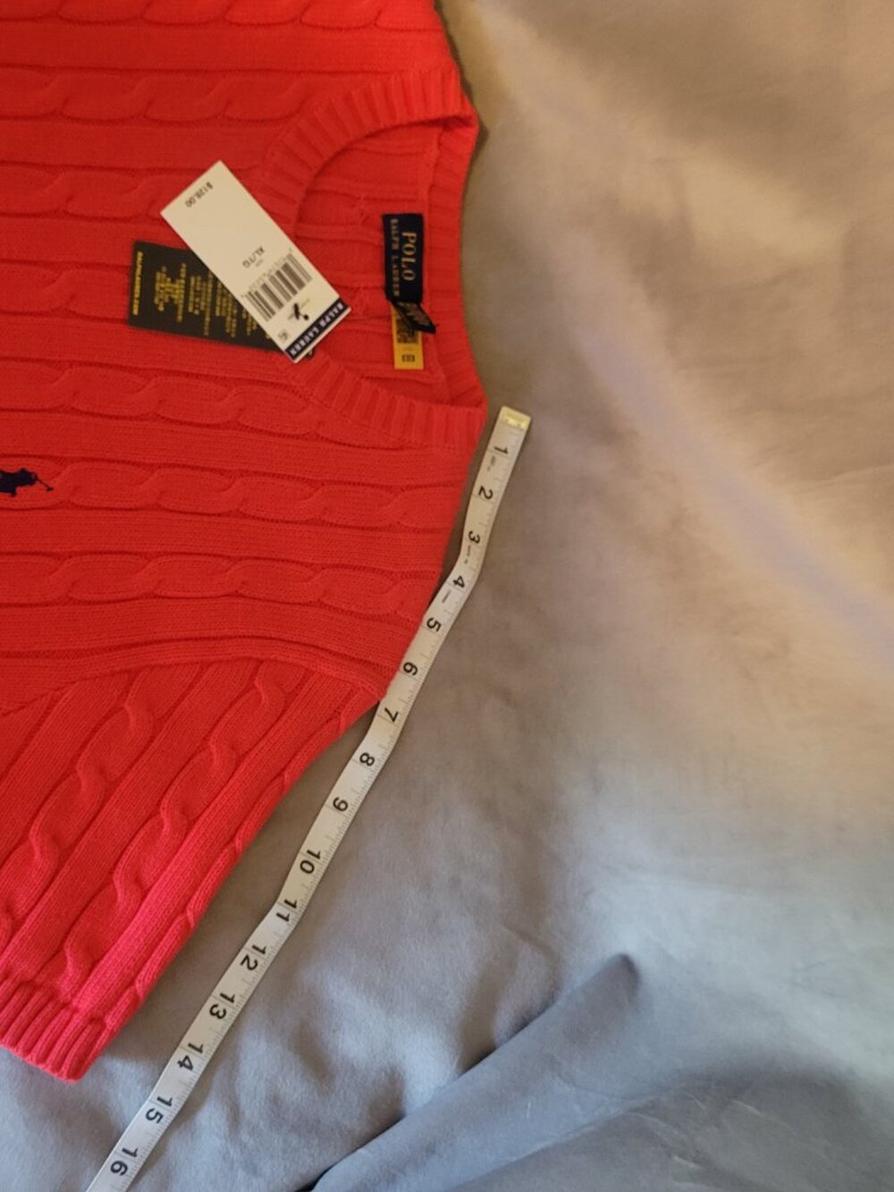 Polo Ralph Lauren Salmon Red Cable-Knit Short Sleeve Crew Pullover Sweater L/XL - Picture 13 of 13